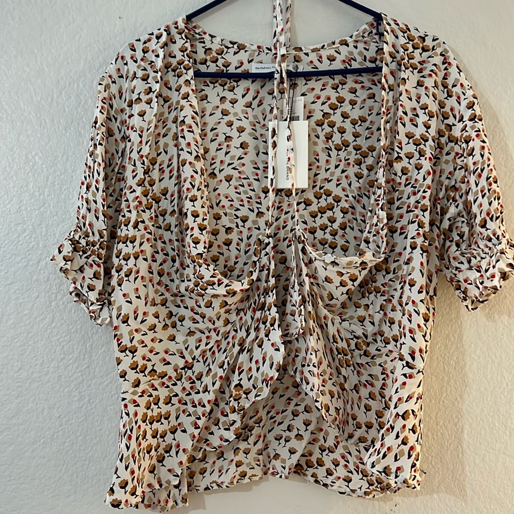 Wrap/criss cross tie blouse - floral print